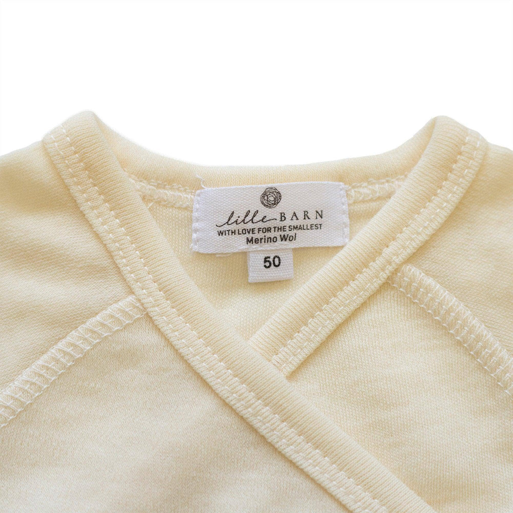 Détail de la Combinaison bébé en laine mérinos non traitée, vêtement naturel thermorégulant pour l’extérieur et l’intérieur Couleur : Naturel