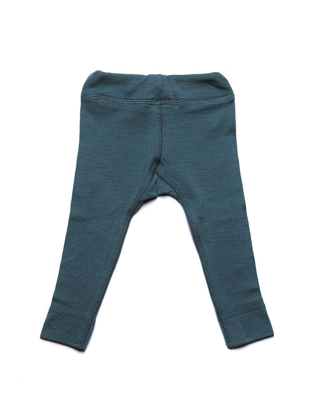 Legging bébé en laine mérinos non traitée, vêtement naturel et respirant pour garder bébé au chaud sans surchauffe, vue de dos, Couleur : Orion Blue