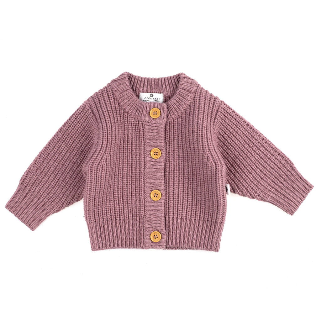 Gilet bébé en laine mérinos non traitée, tricot épais et chaud, idéal pour l’hiver et la mi-saison, vue de face Couleur : Haze