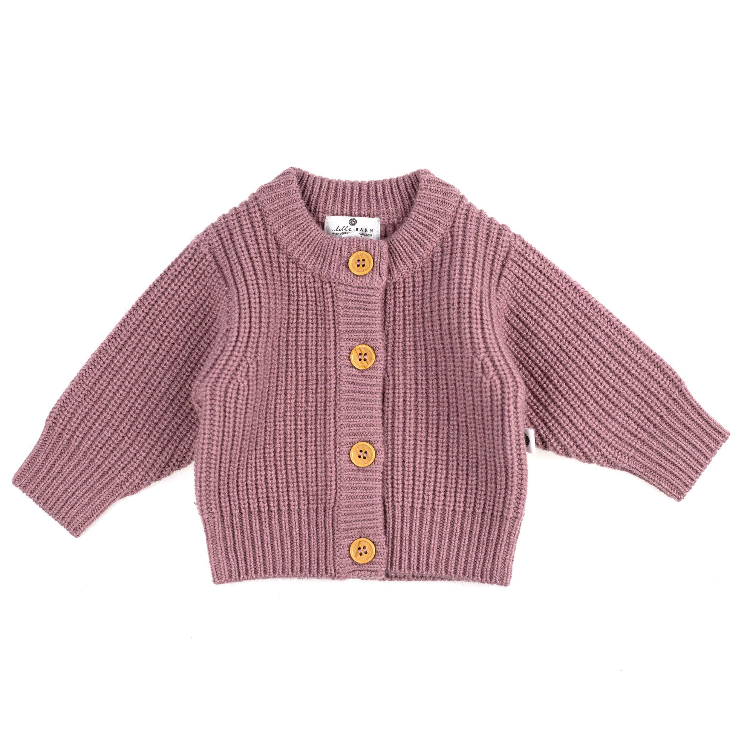 Gilet bébé en laine mérinos non traitée, tricot épais et chaud, idéal pour l’hiver et la mi-saison, vue de face Couleur : Haze