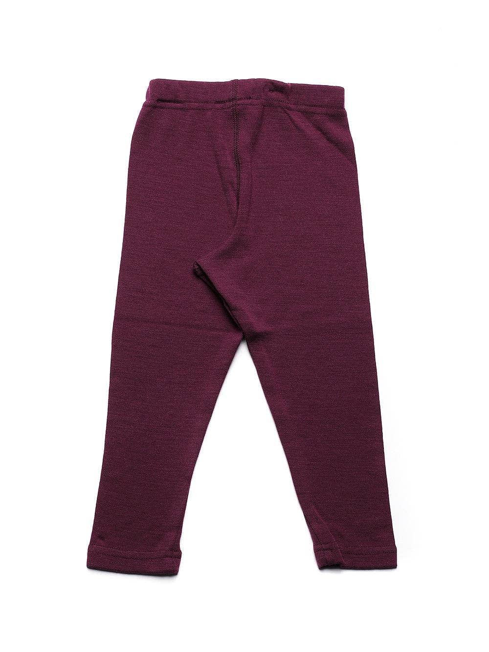 Legging bébé en laine mérinos non traitée, vêtement naturel et respirant pour garder bébé au chaud sans surchauffe, vue de dos Couleur : Figue