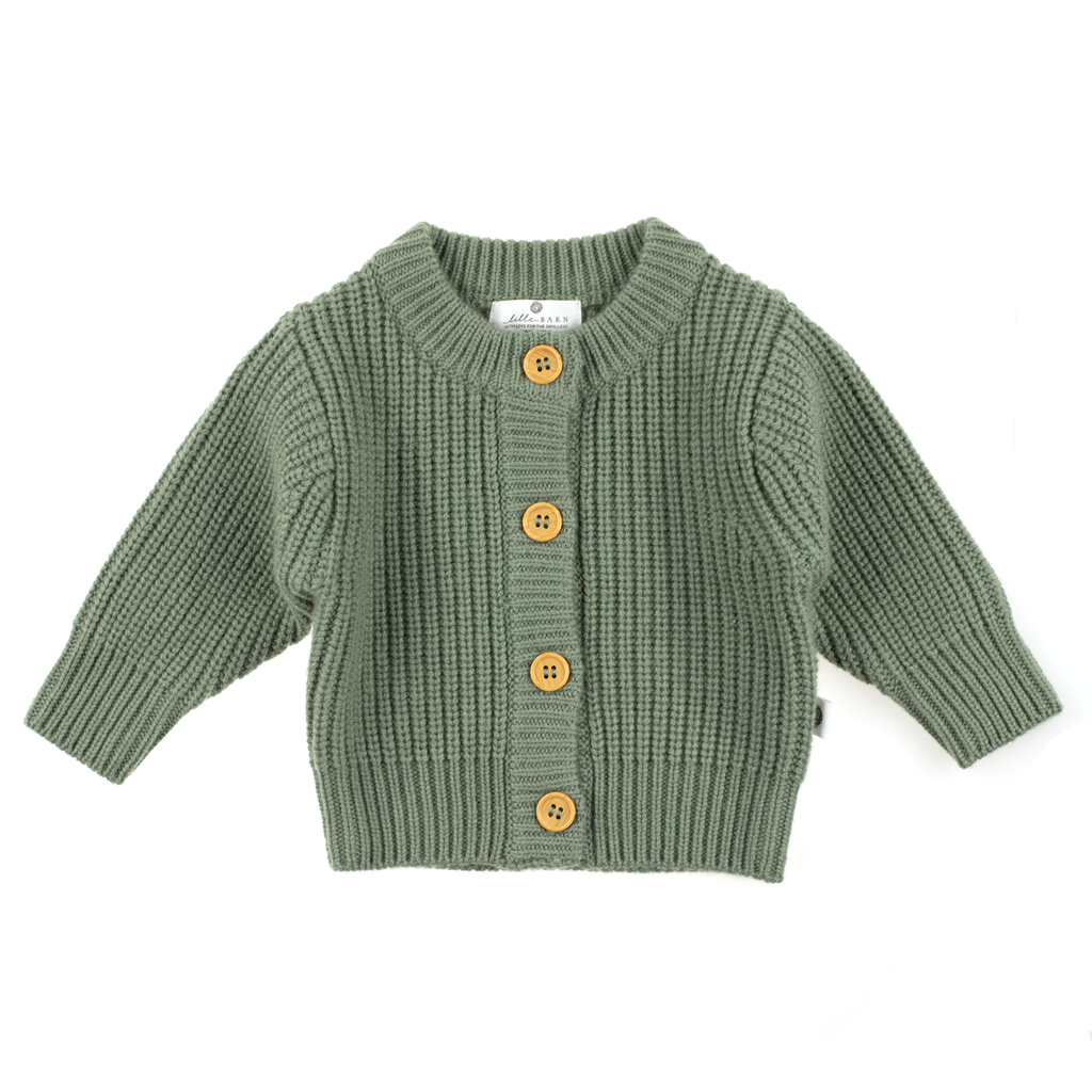 Gilet bébé en laine mérinos non traitée, tricot épais et chaud, idéal pour l’hiver et la mi-saison, vue de face Couleur : Harper