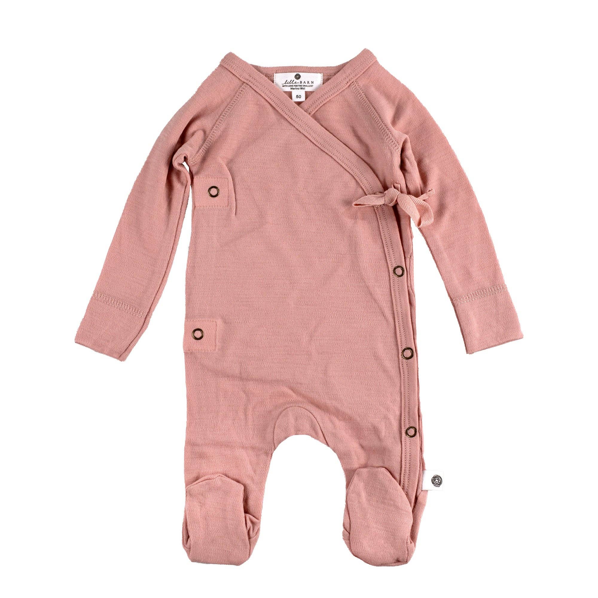 Combinaison bébé en laine mérinos non traitée, vêtement naturel thermorégulant pour l’extérieur et l’intérieur, couleur Misty Rose